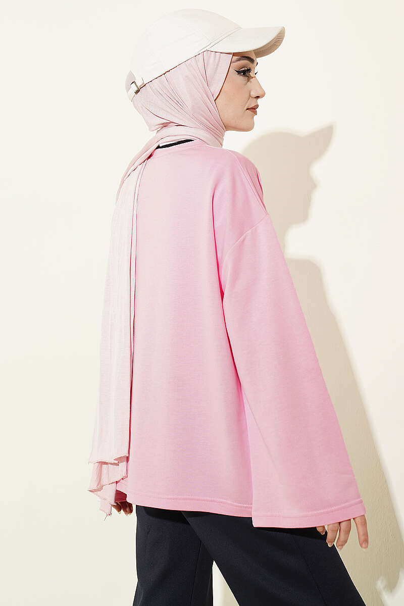 Mandarin-Collar Loycha Tunic - Pink