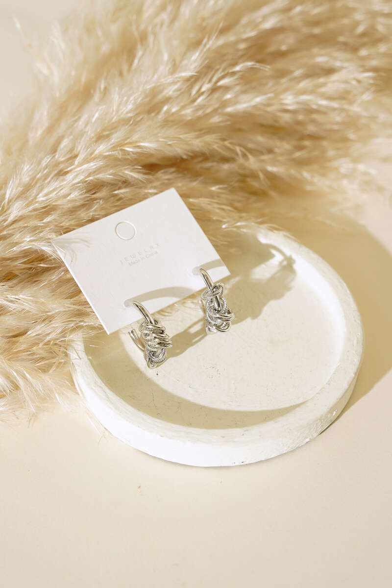 Twisted Hoop Earrings - Silver