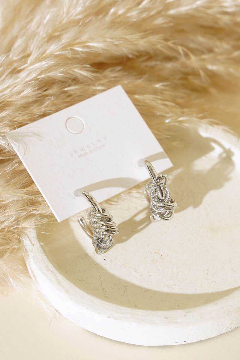 Twisted Hoop Earrings - Silver