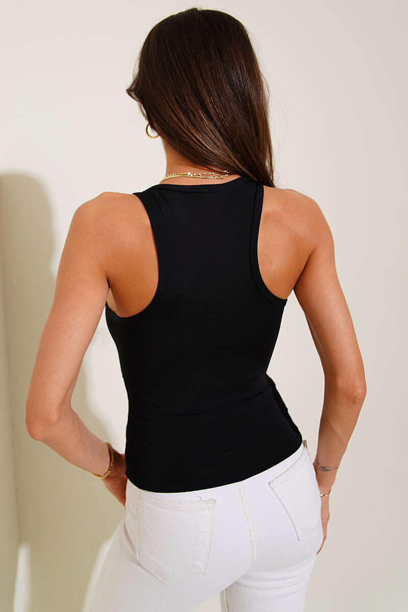 Sheer-Strap Blouse - Black