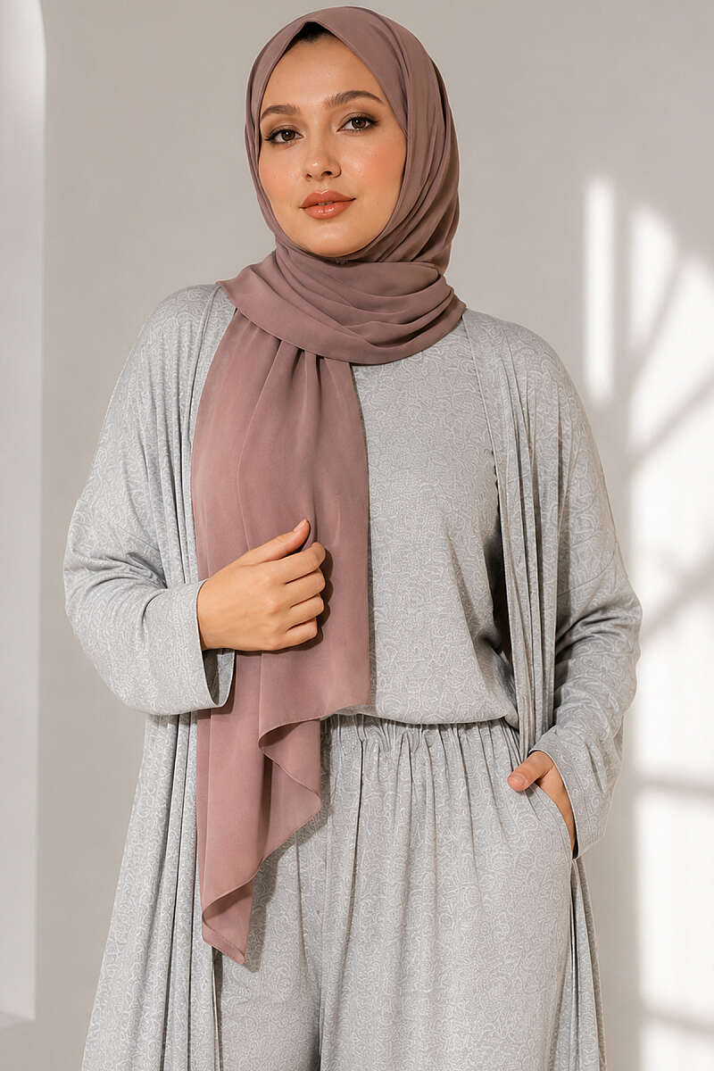 Basic Three-Piece Set with Cardigan - Heather Grey