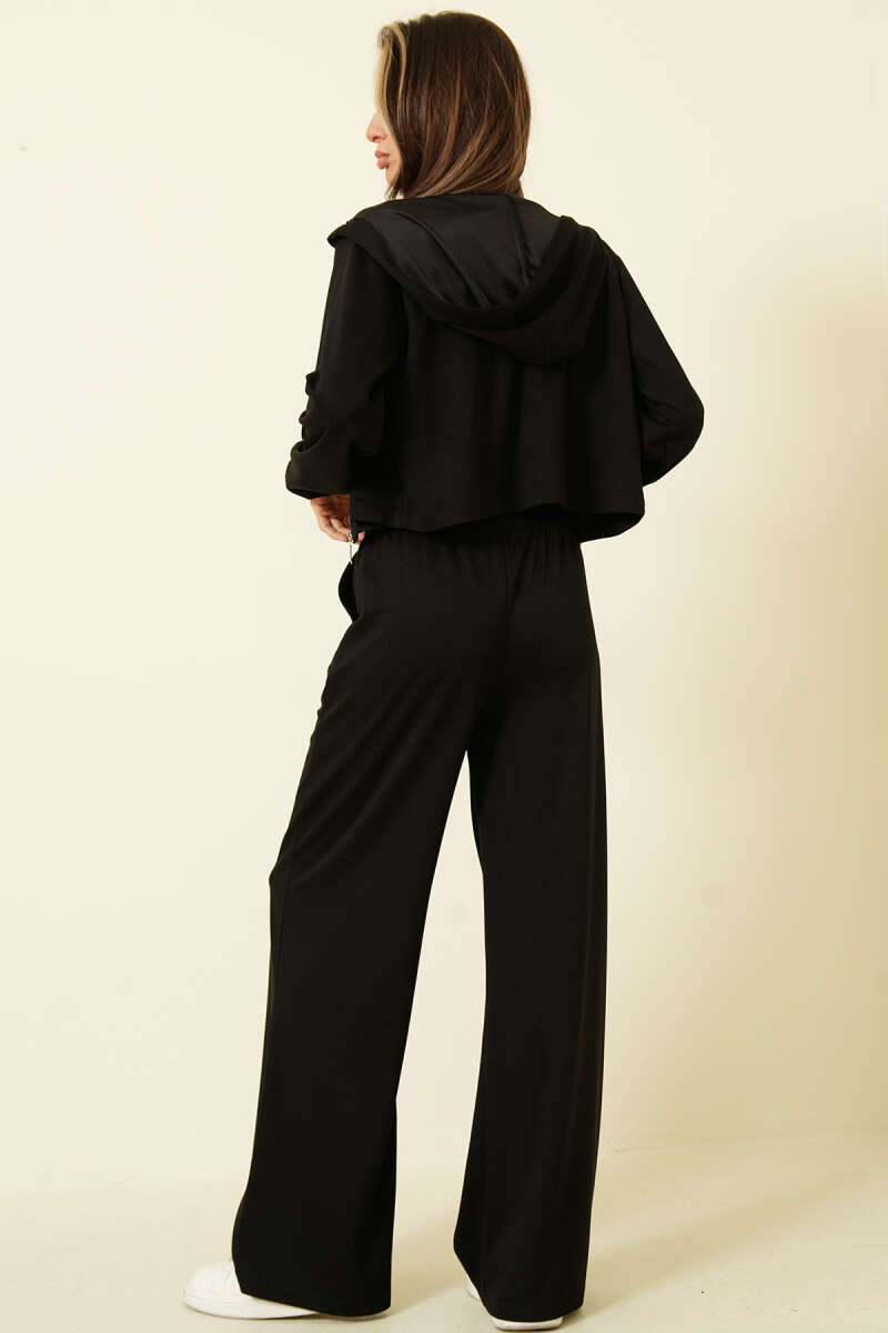 Loycha Three-Piece Set with Cardigan - Black