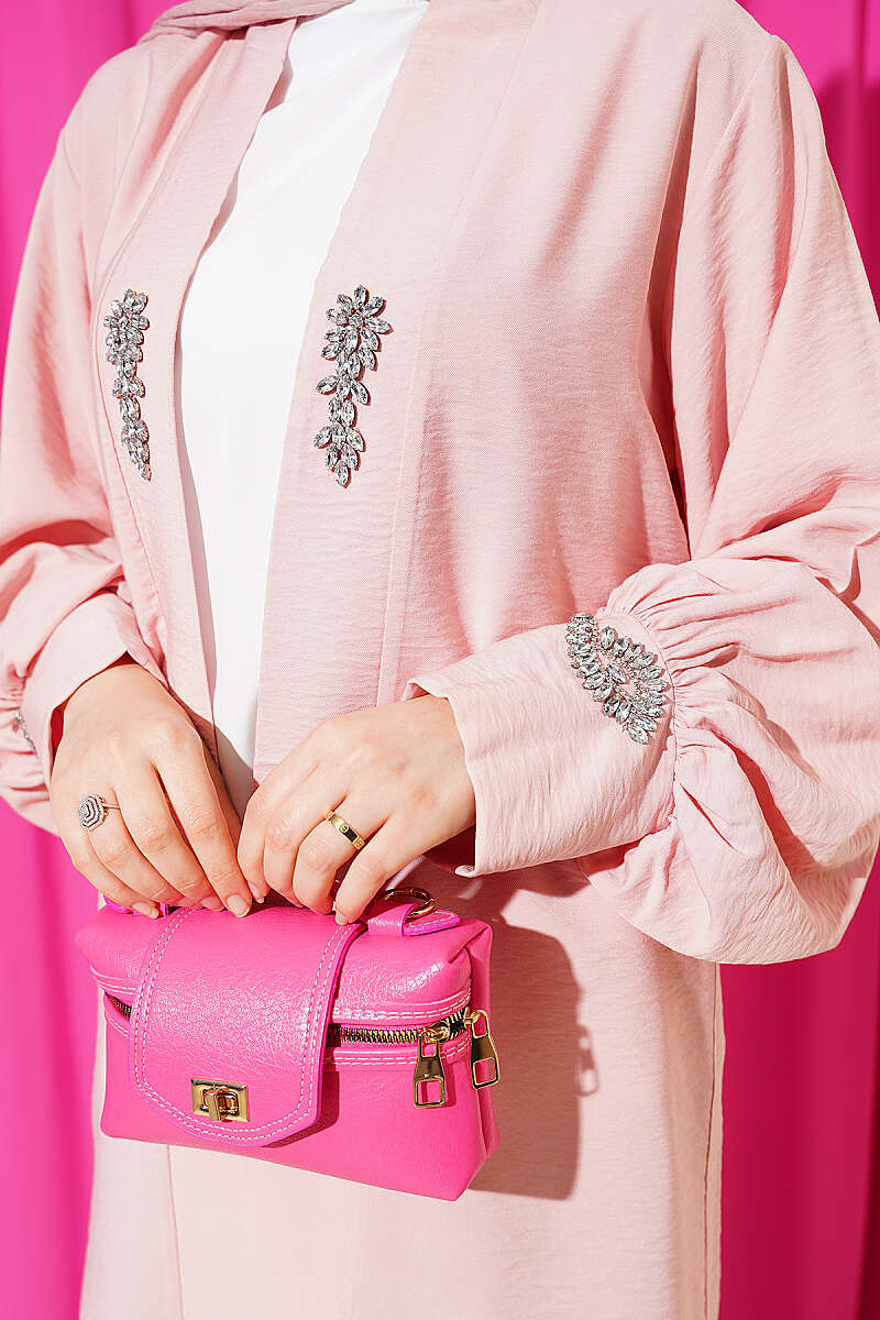 Set with Jewelled Cardigan and Lining - Powder