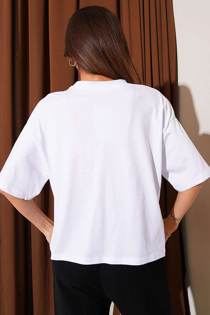 Pin Print Basic T-Shirt - White
