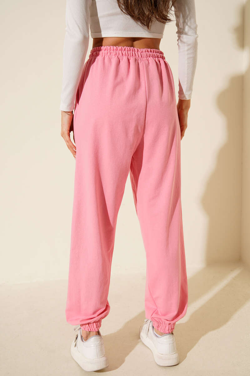 Two-Thread Jogger Pants with Elastic Hem - Pink