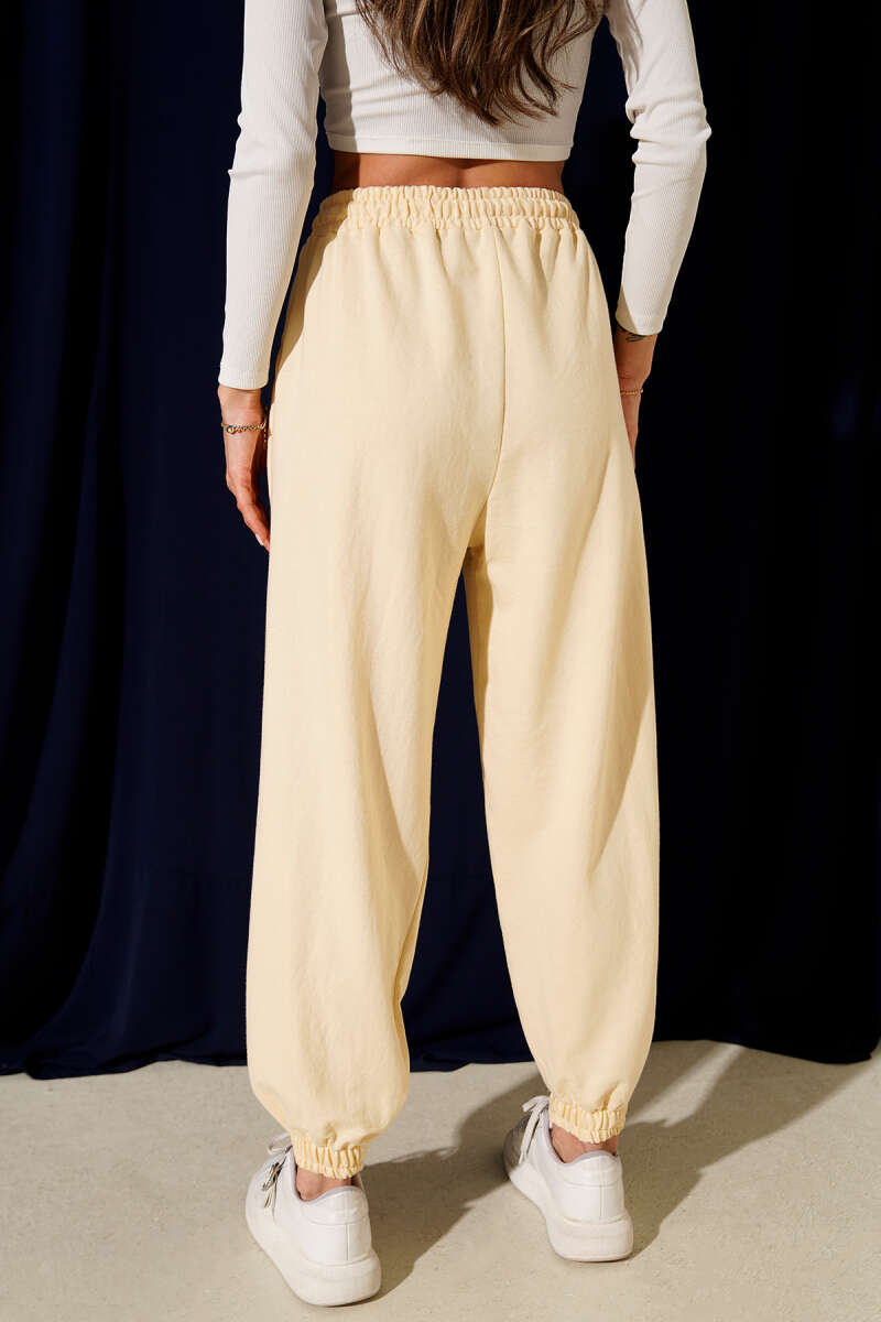 Two-Thread Jogger Pants with Elastic Hem - Yellow