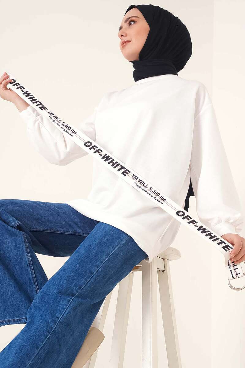Plain Fleece-Back Tunic - White