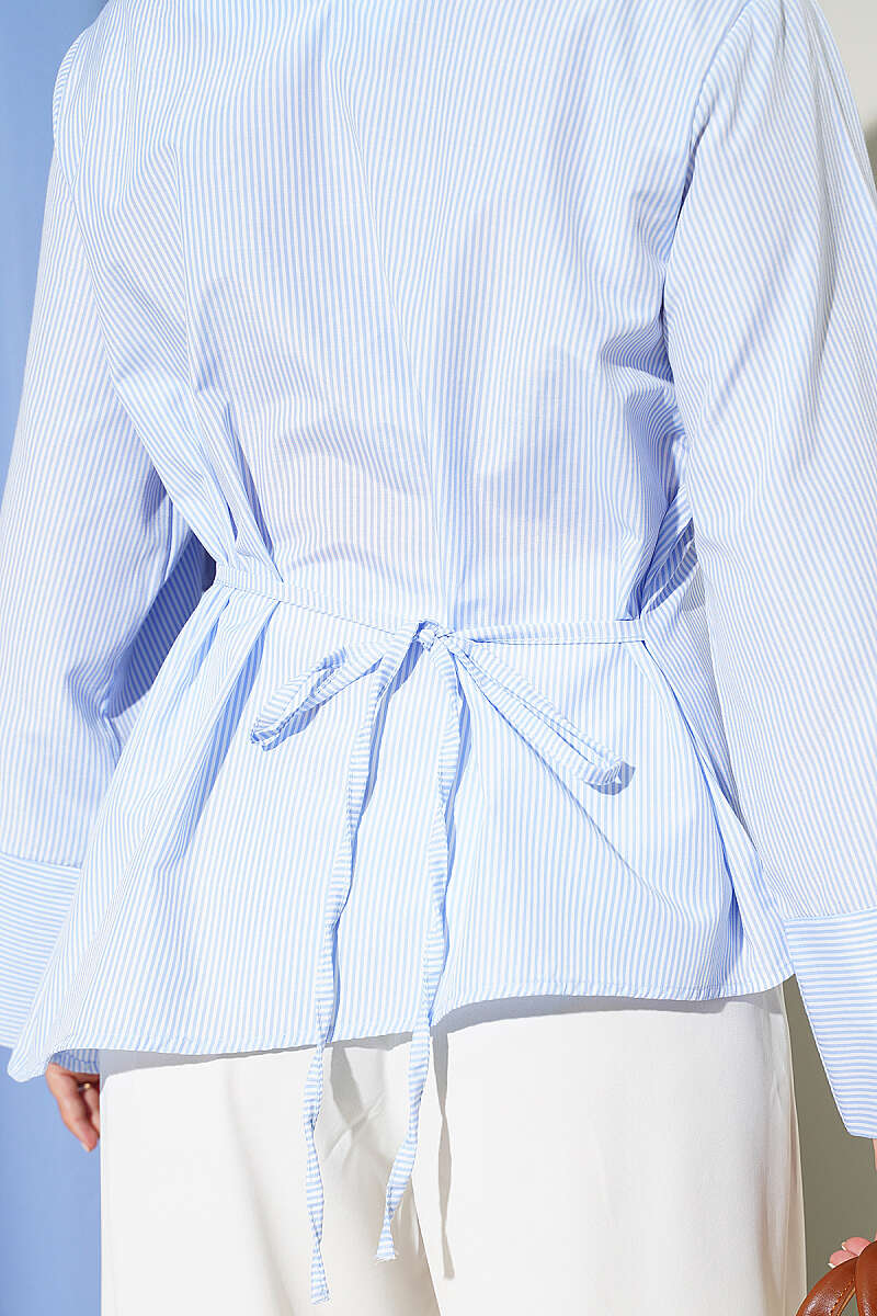 Asymmetric Pinstripe Tunic - Blue