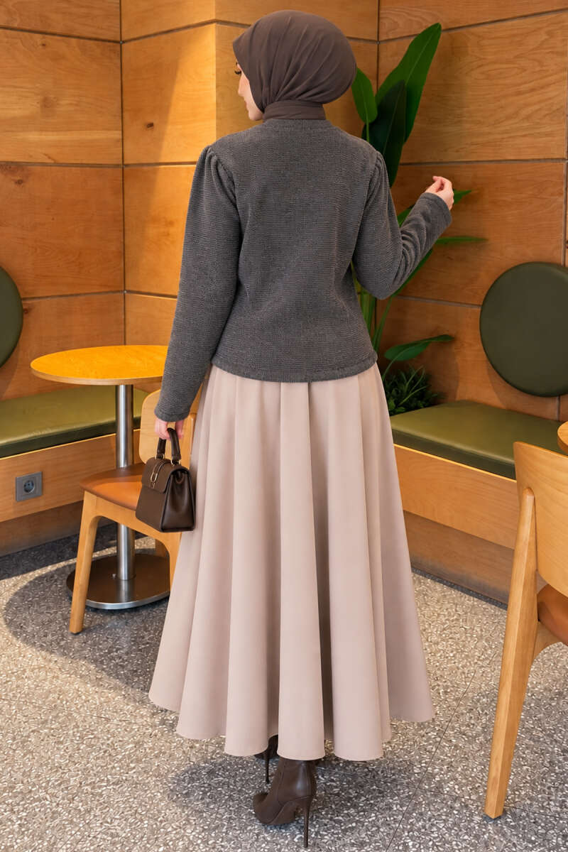Knit Cardigan with Pearl Buttons - Smoke Grey