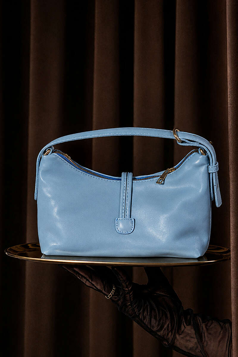 Baguette Bag with Cord Accessory - Light Blue
