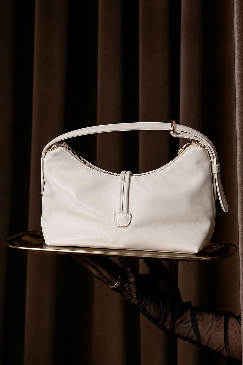 Baguette Bag with Cord Accessory - White