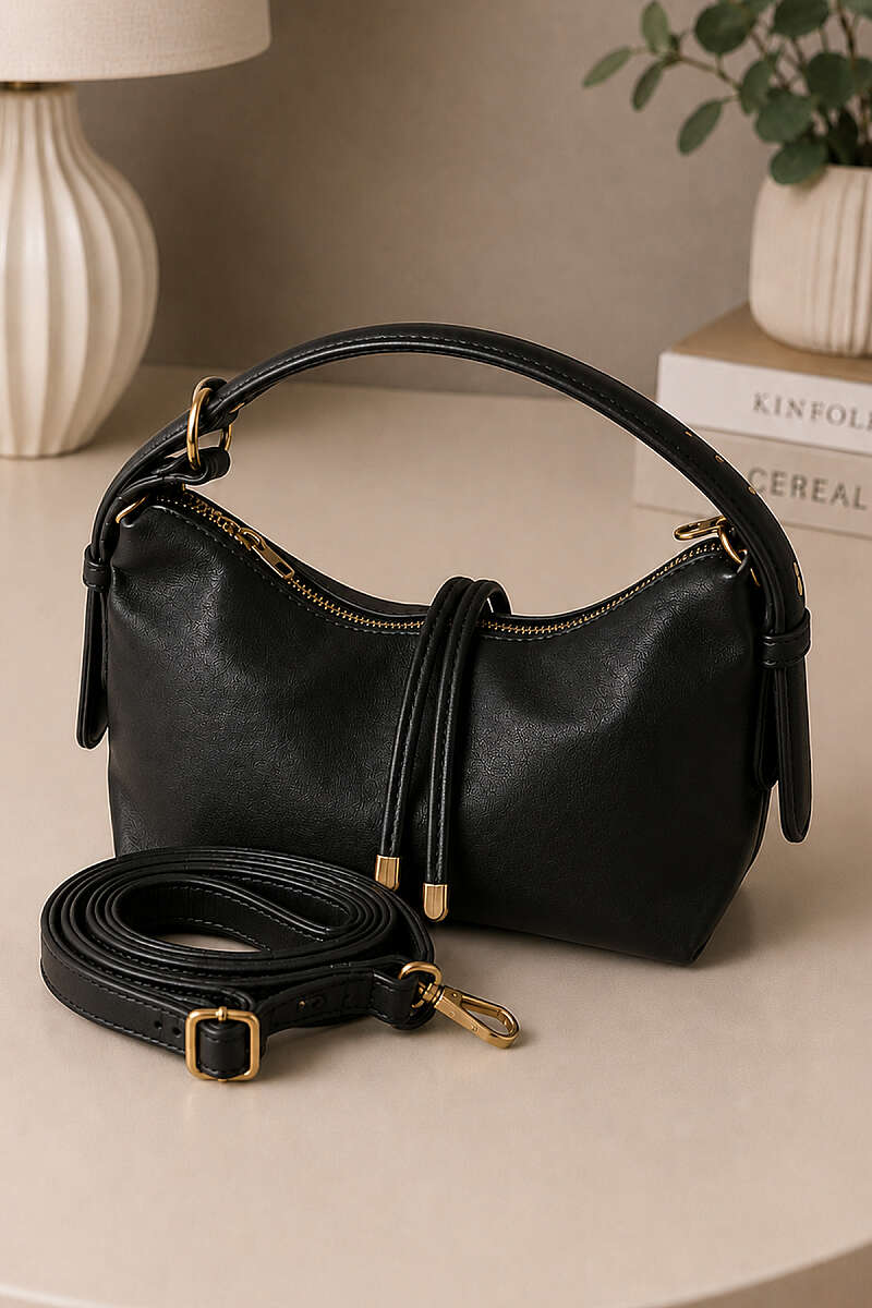 Baguette Bag with Cord Accessory - Black
