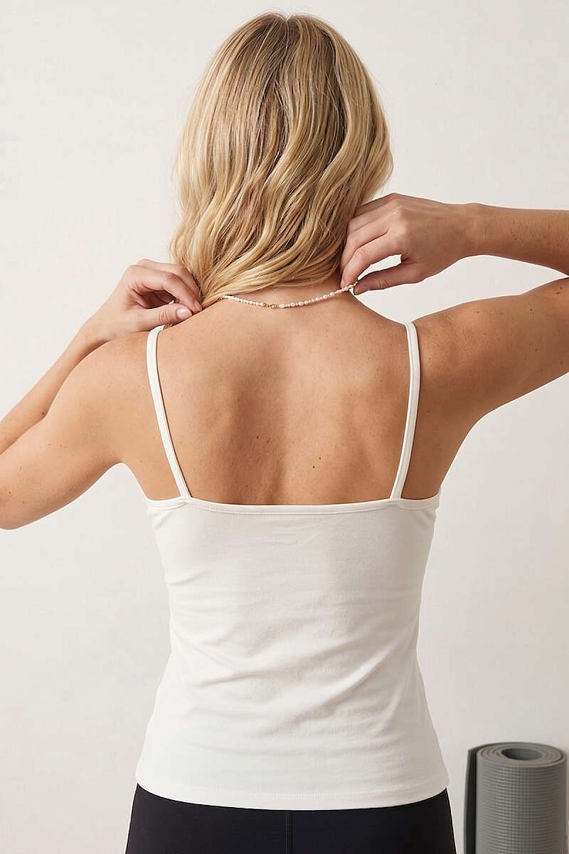 Padded Bustier with Spaghetti Straps - Ecru