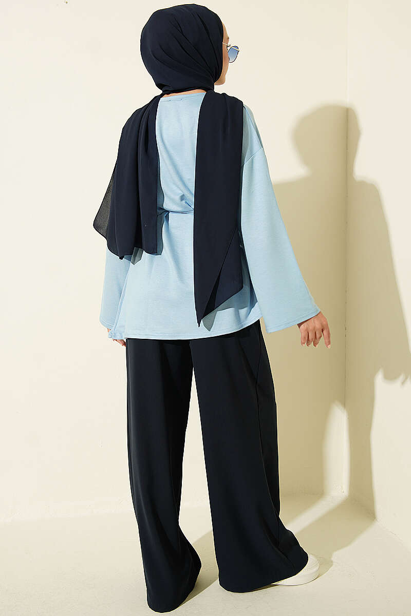 Tunic with Emblem and Tie Cord - Light Blue