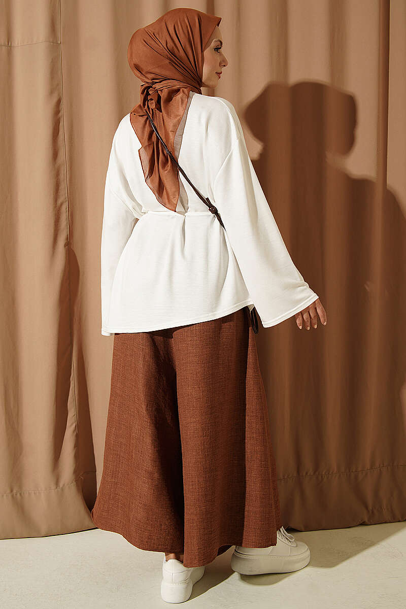 Tunic with Emblem and Tie Cord - Ecru