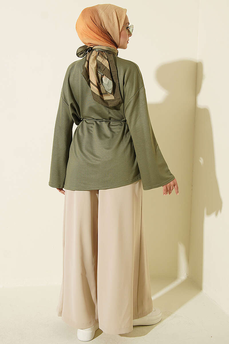 Tunic with Emblem and Tie Cord - Khaki
