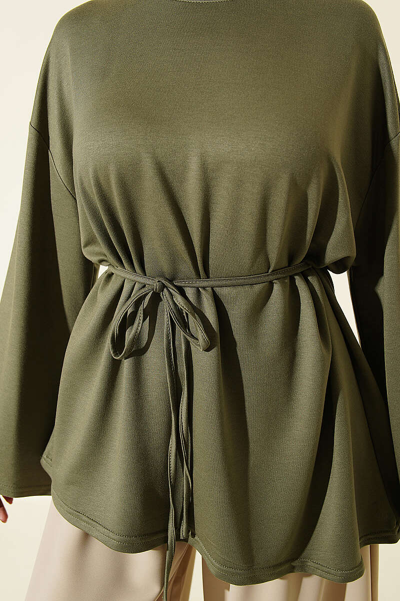 Tunic with Emblem and Tie Cord - Khaki