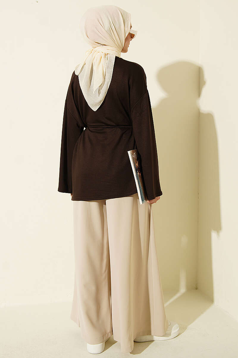 Tunic with Emblem and Tie Cord - Brown