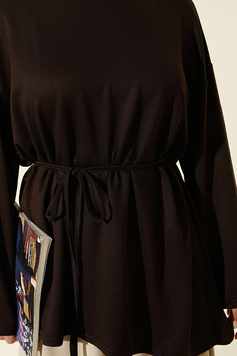 Tunic with Emblem and Tie Cord - Brown