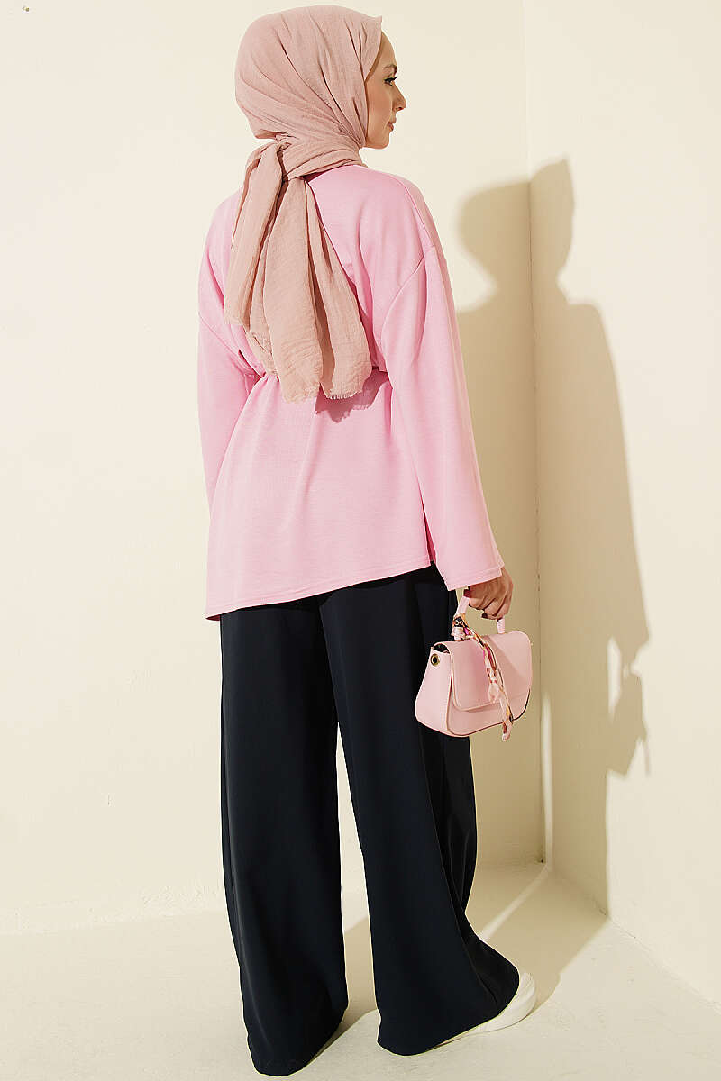 Tunic with Emblem and Tie Cord - Pink