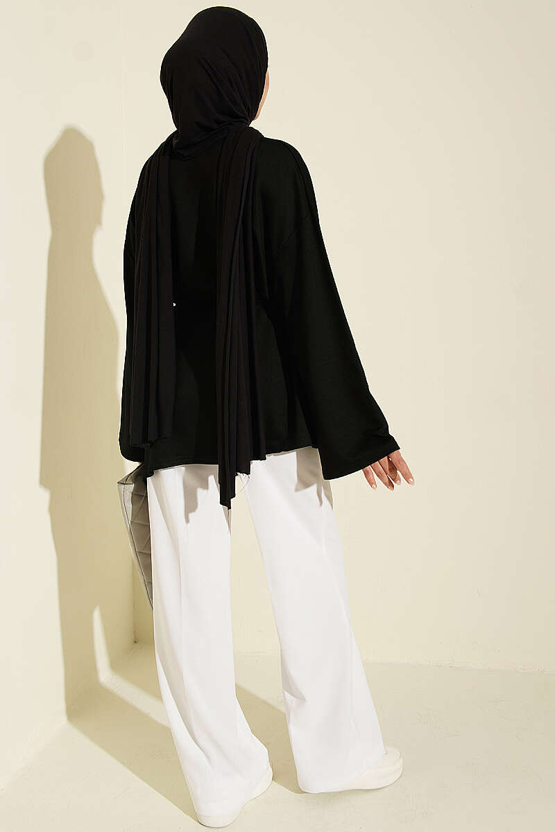 Tunic with Emblem and Tie Cord - Black