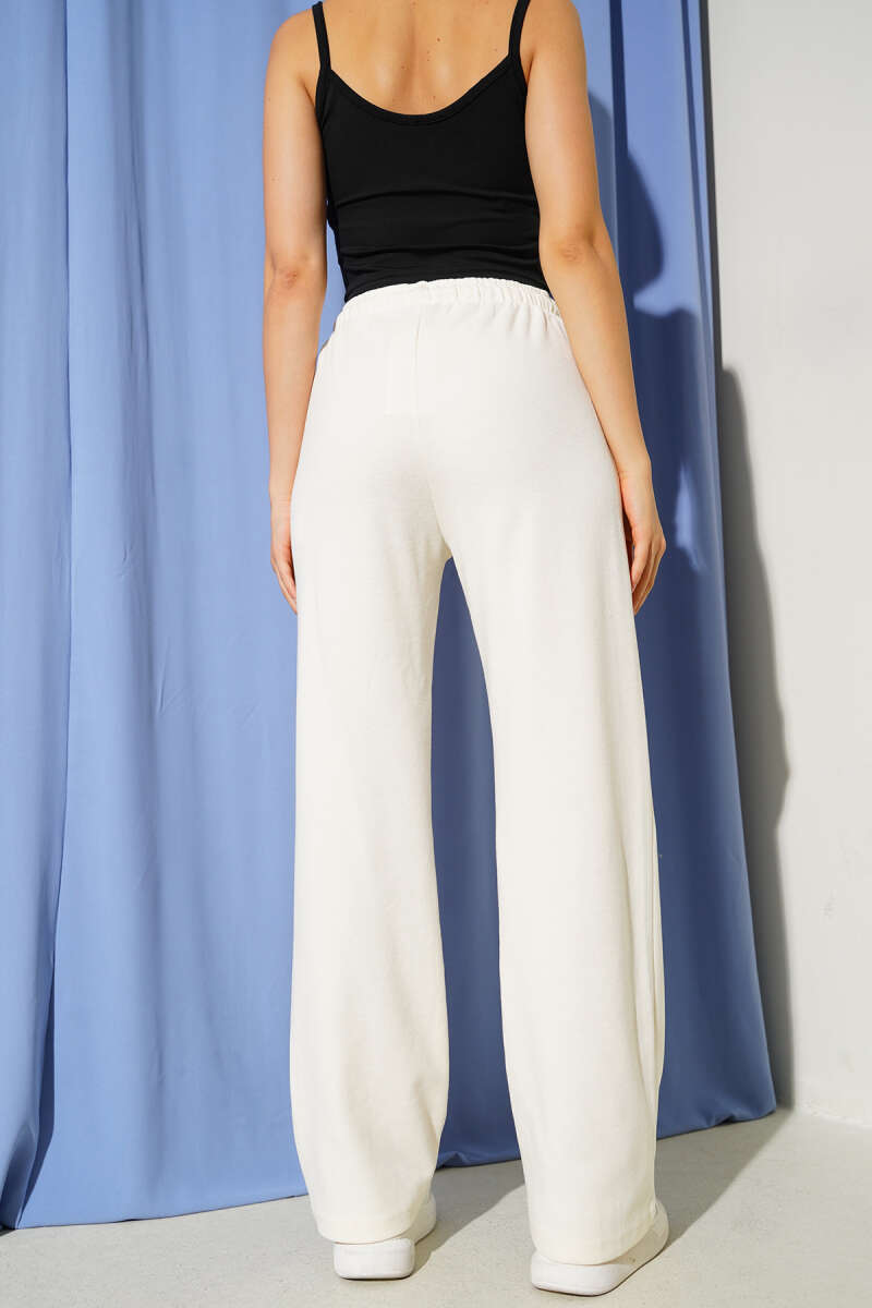 Wide-Leg Pants with Tie Cords - Bone