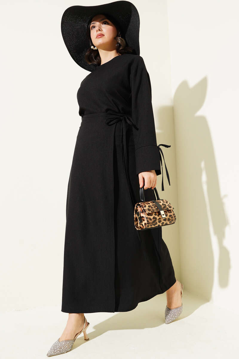 Basic Two-Piece Skirt Set with Tie Cords - Black