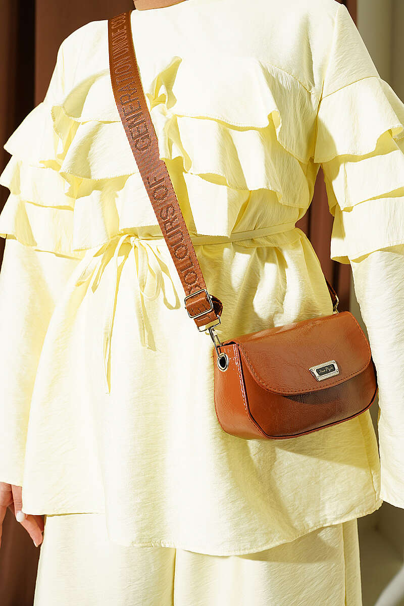 Ruffle Tunic Set with Tie Belt - Yellow