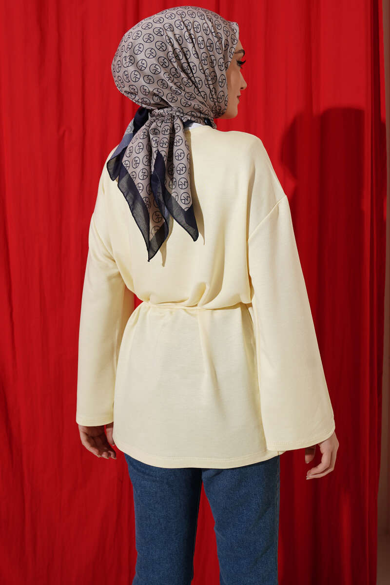 Tunic with Flared Sleeves and Ties - Yellow