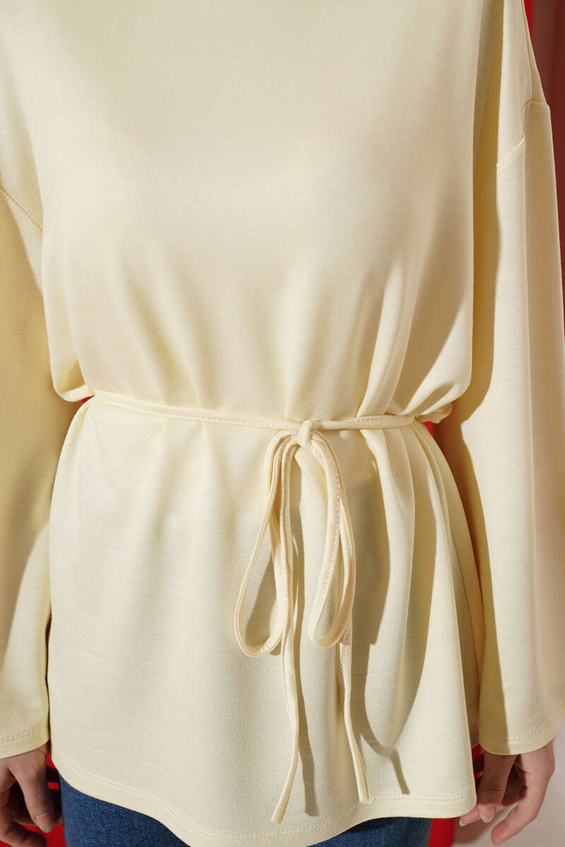 Tunic with Flared Sleeves and Ties - Yellow