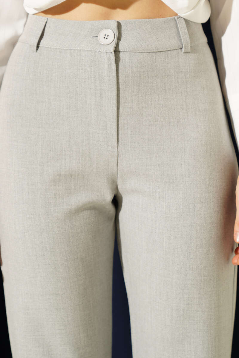 Flared Pants with Waist Button - Grey