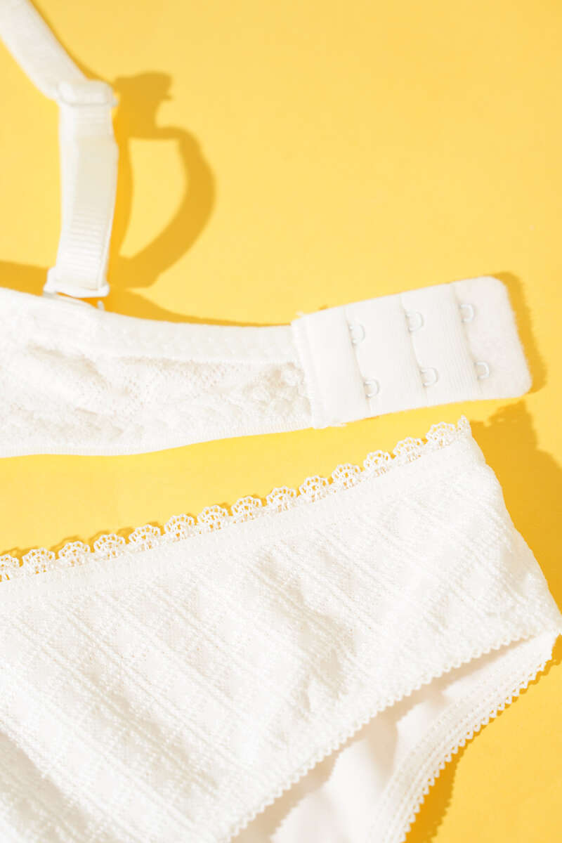 Jacquard Padded Bra Set - Ecru
