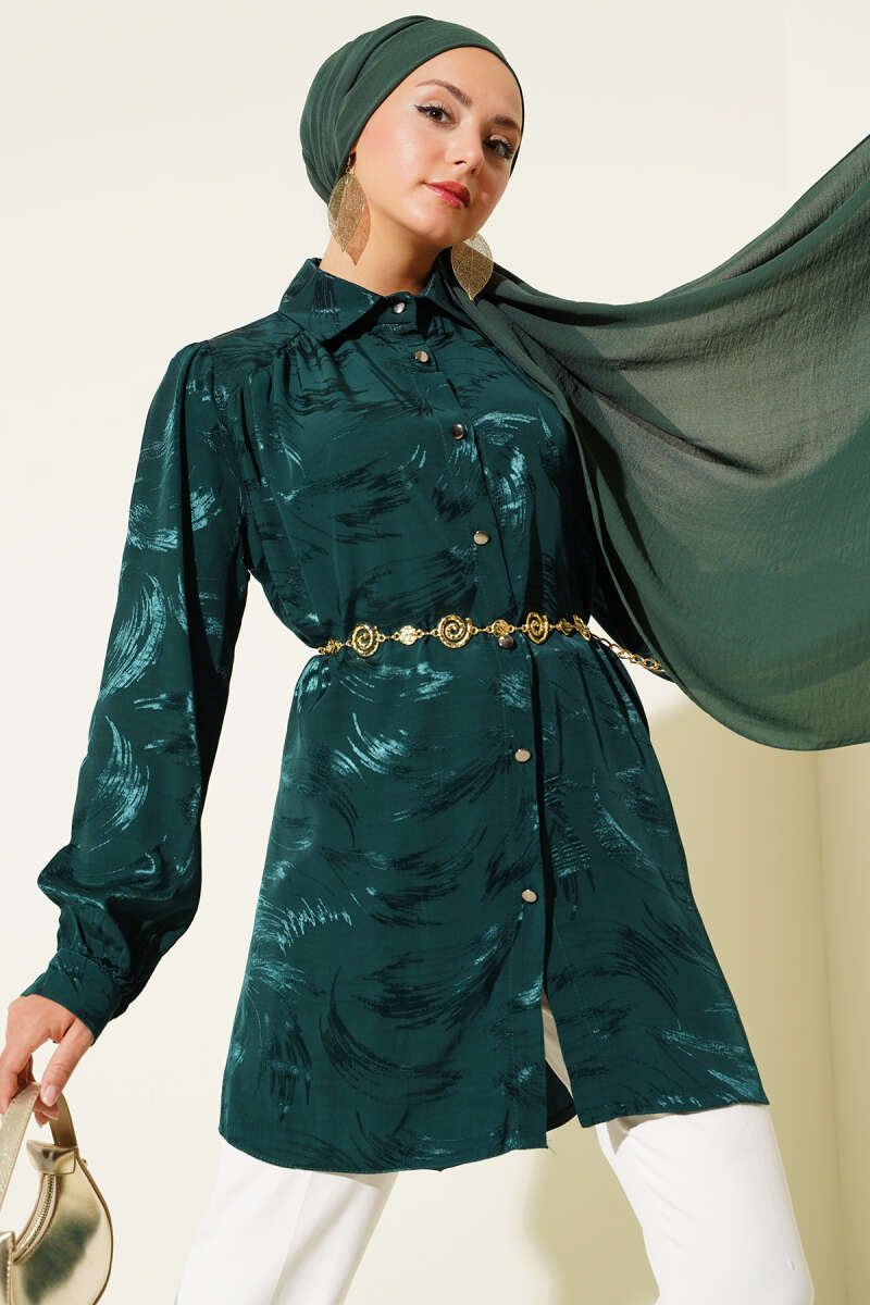 Brushstroke Jacquard Shirt - Emerald