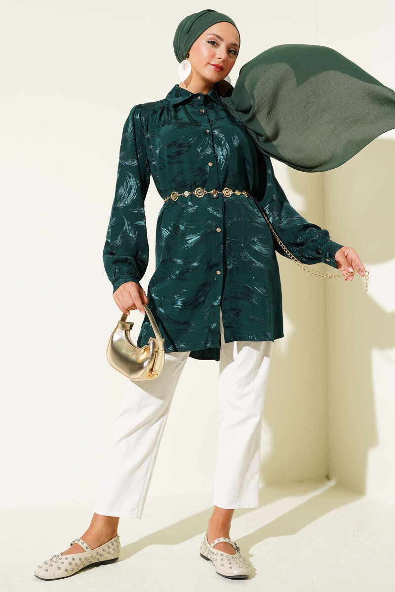 Brushstroke Jacquard Shirt - Emerald