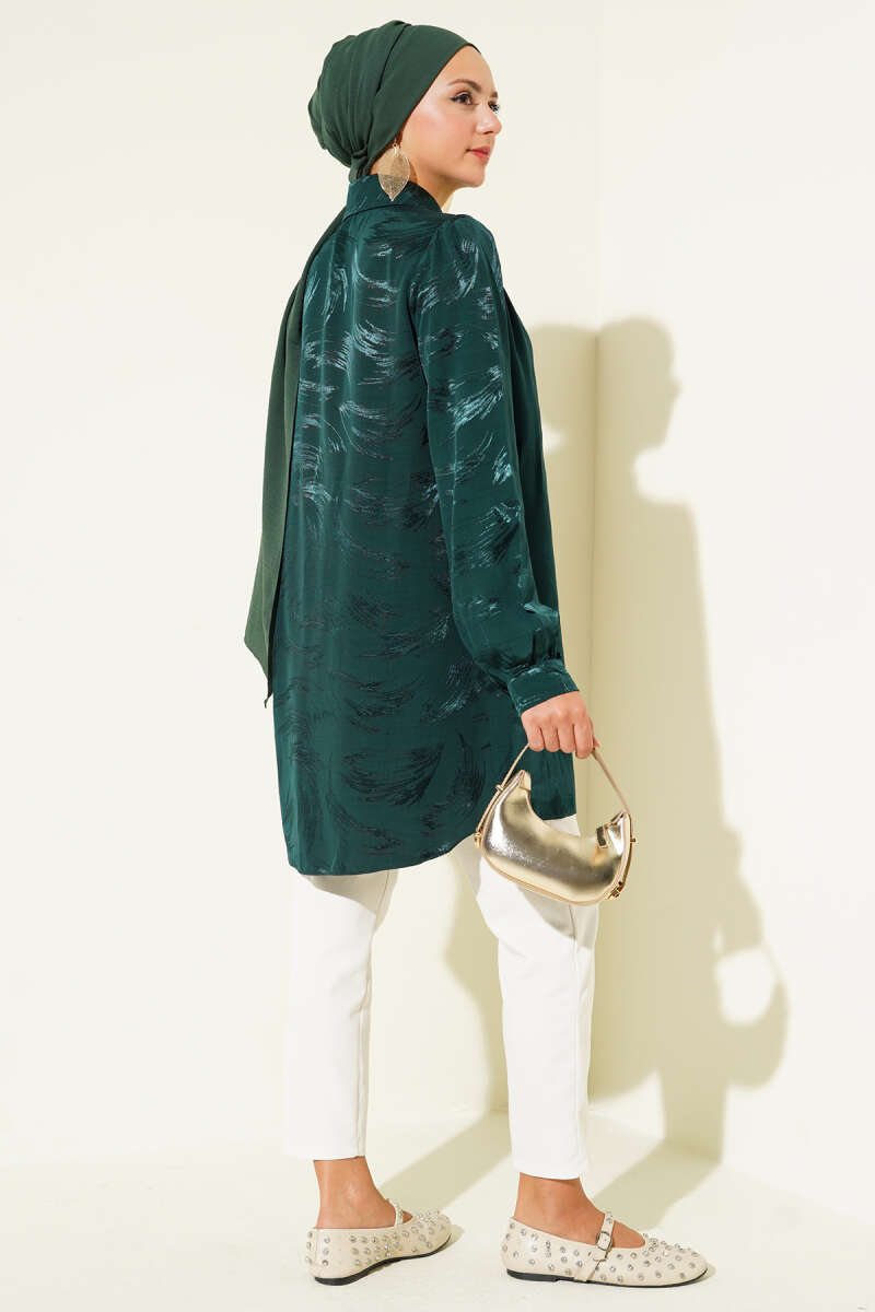 Brushstroke Jacquard Shirt - Emerald