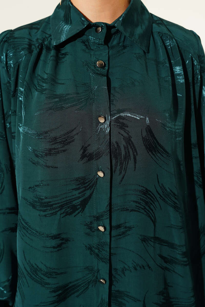Brushstroke Jacquard Shirt - Emerald