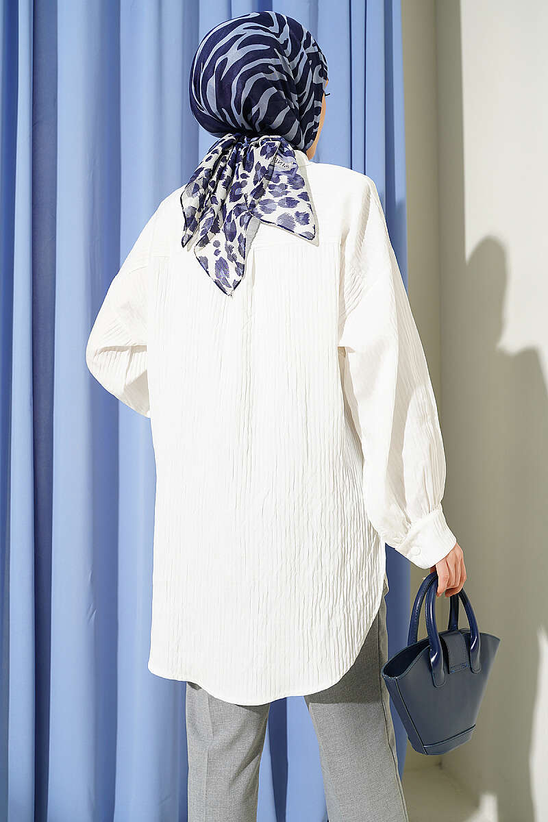 Basic Textured-Stripe Shirt - White