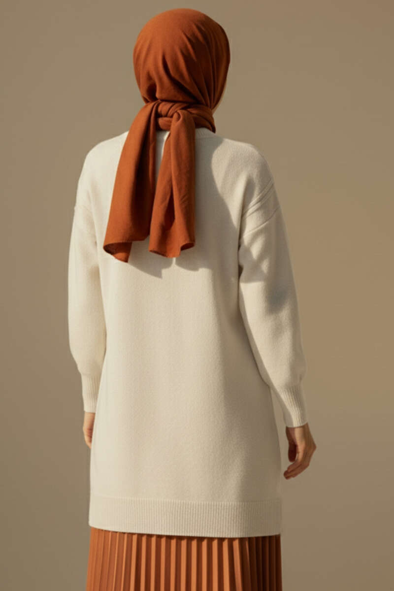 Soft Embossed-Pattern Knit Tunic - Stone