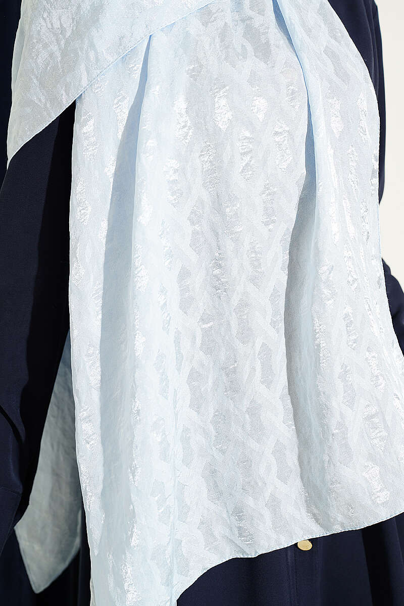 Embossed Jacquard Shawl - Light Blue