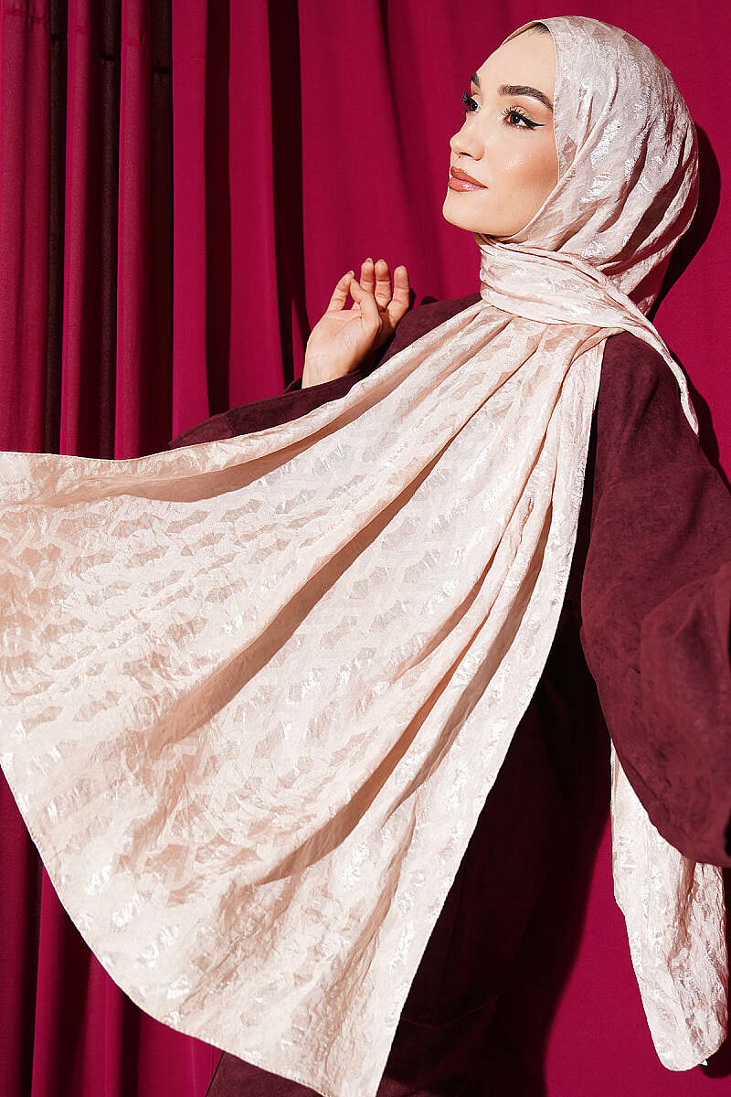 Embossed Jacquard Shawl - Beige
