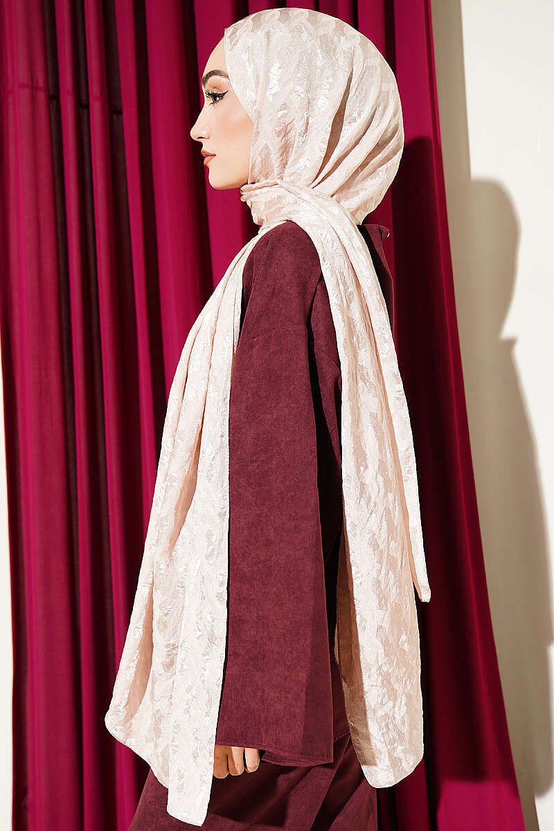 Embossed Jacquard Shawl - Beige