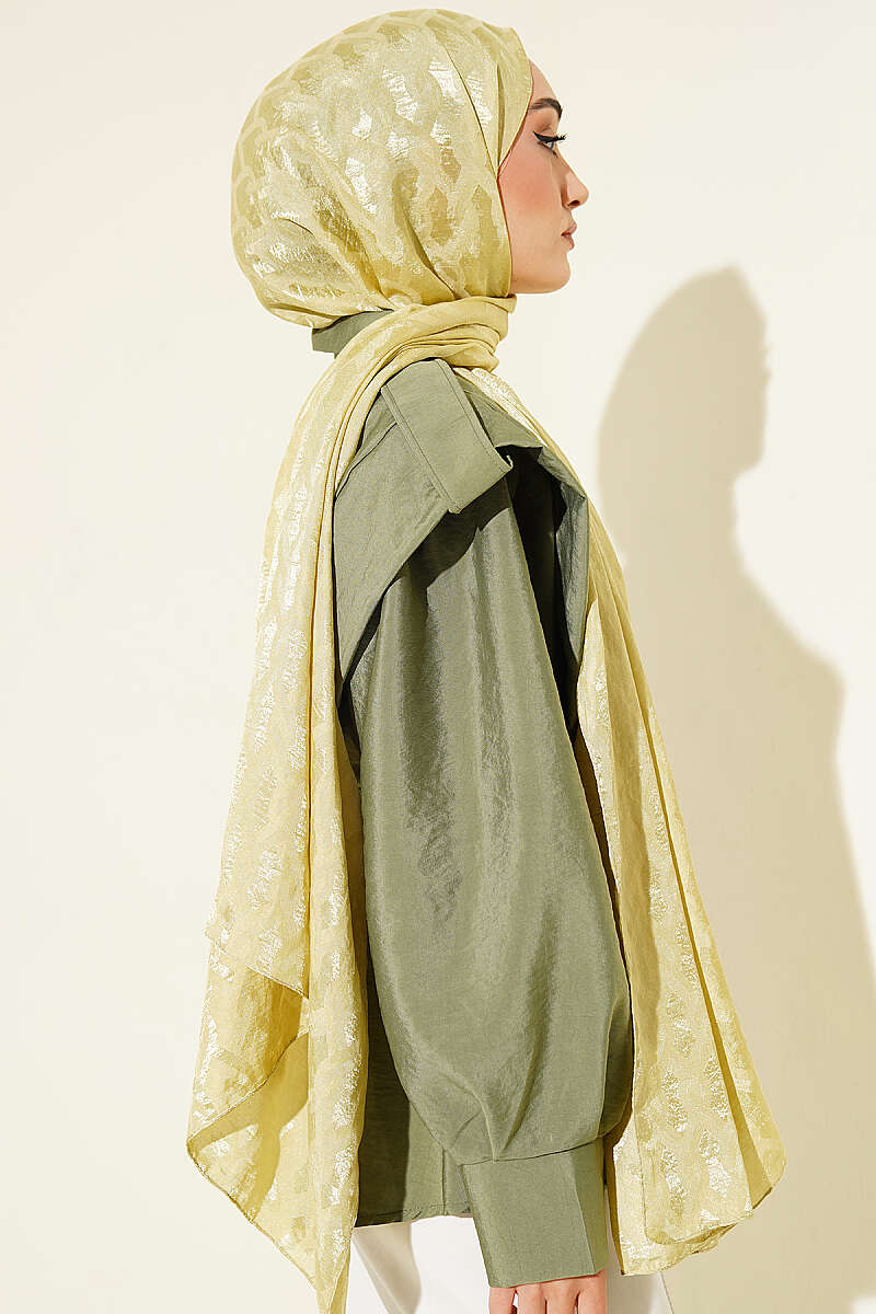 Embossed Jacquard Shawl - Almond Green