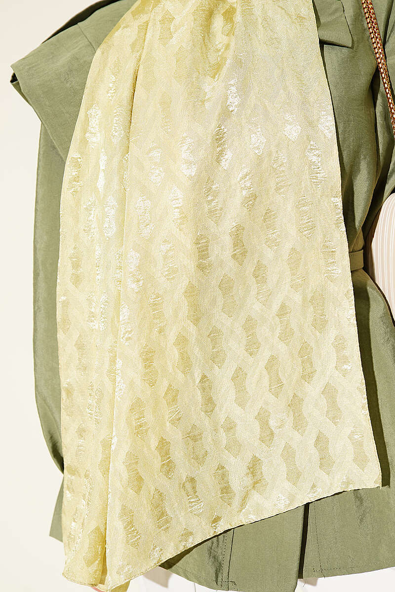 Embossed Jacquard Shawl - Almond Green
