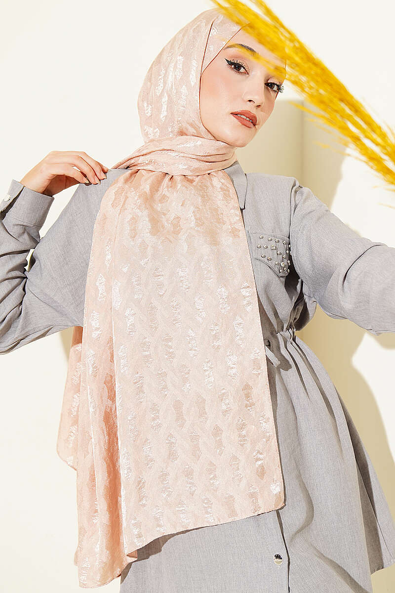 Embossed Jacquard Shawl - Camel