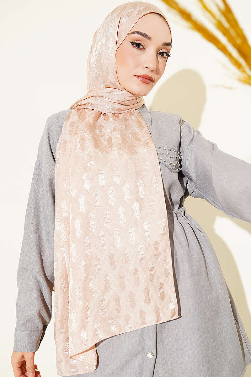 Embossed Jacquard Shawl - Camel