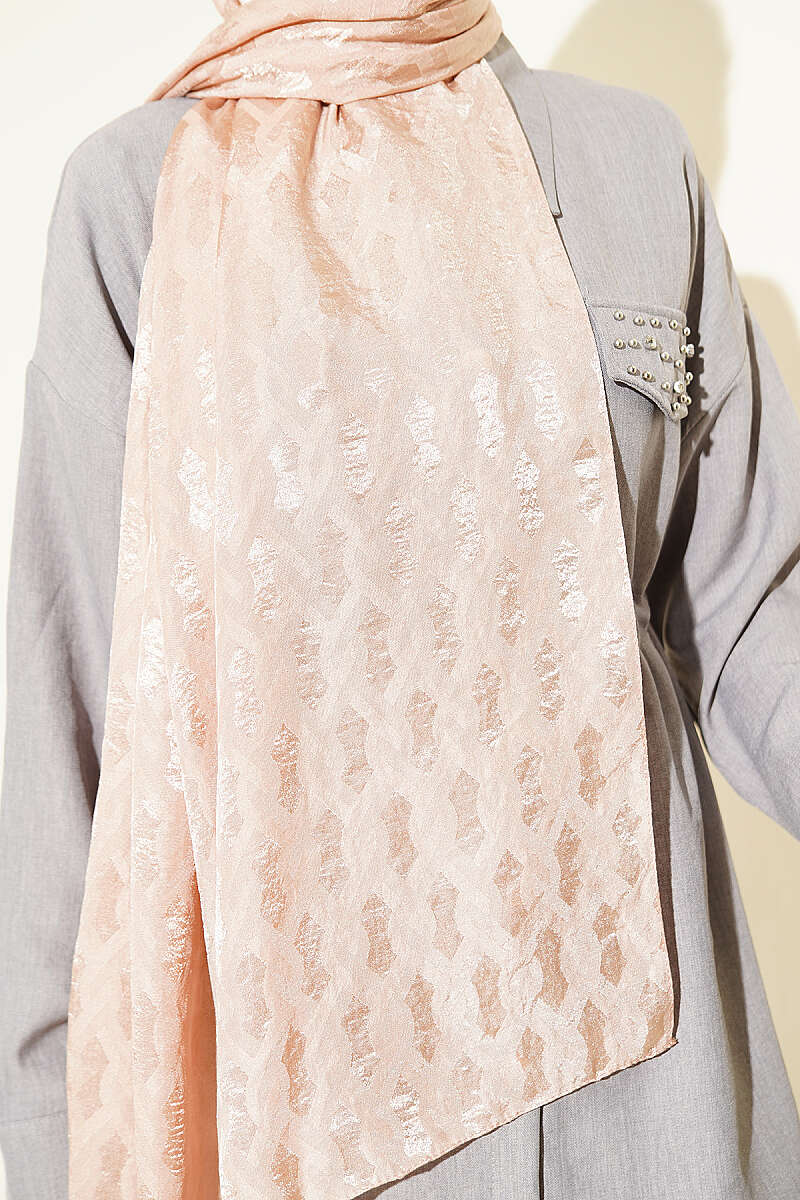 Embossed Jacquard Shawl - Camel