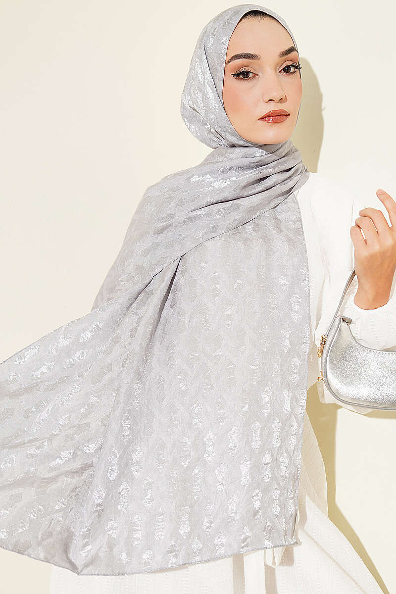 Embossed Jacquard Shawl - Silver