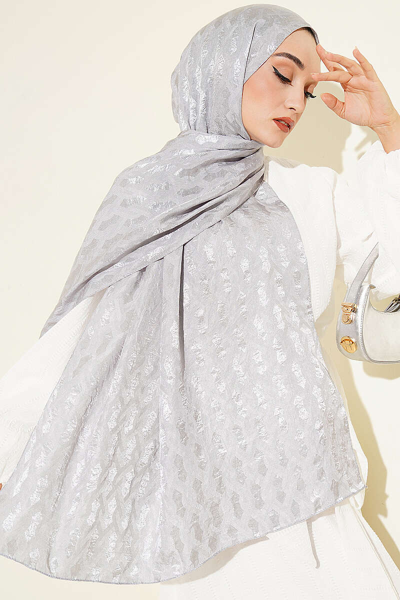 Embossed Jacquard Shawl - Silver