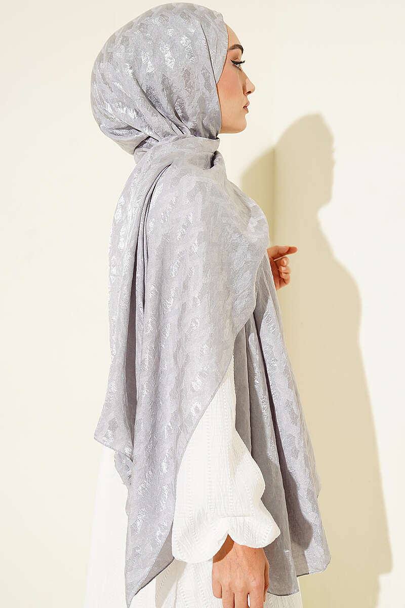 Embossed Jacquard Shawl - Silver