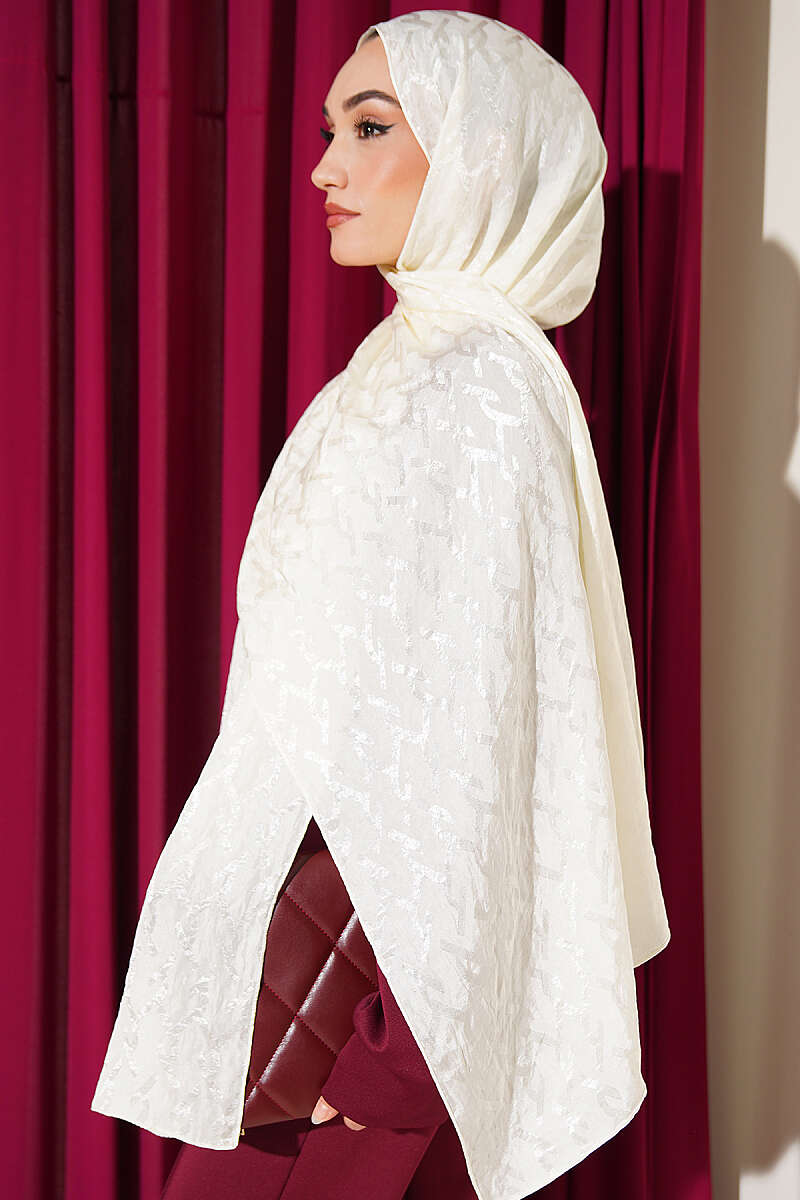 Embossed Jacquard Shawl - Bone